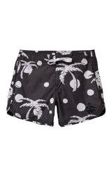 Seaesta Scallop Retro Flare Boardshort / Polka Dot Palms / Charcoal