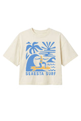 Cropped Boxy Surfer Girl Tee / Blue & Yellow