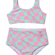 Wavy Checks / Sport Two Piece Swimsuit / Hydrangea