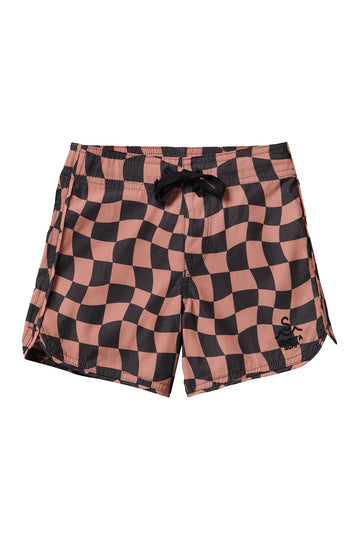 Seaesta Scallop Retro Flare Boardshort / Wavy Checks / Cocoa / Boardshorts