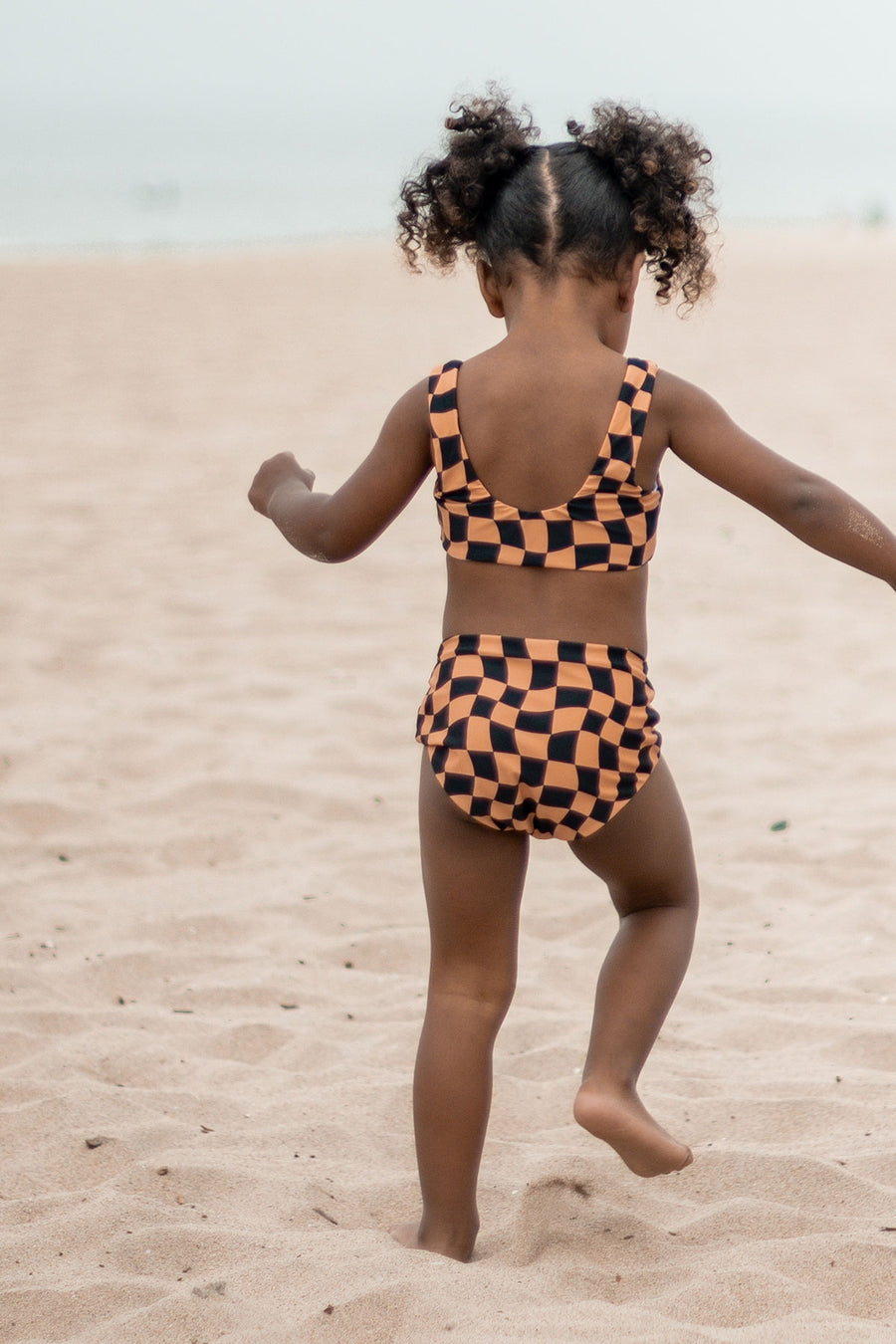 Wavy Checks Two Piece Swimsuit / Cocoa