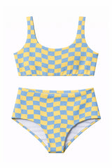 Wavy Checks Two Piece Swimsuit / Banana