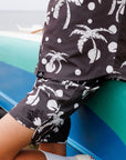 Seaesta Scallop Retro Flare Boardshort / Polka Dot Palms / Charcoal