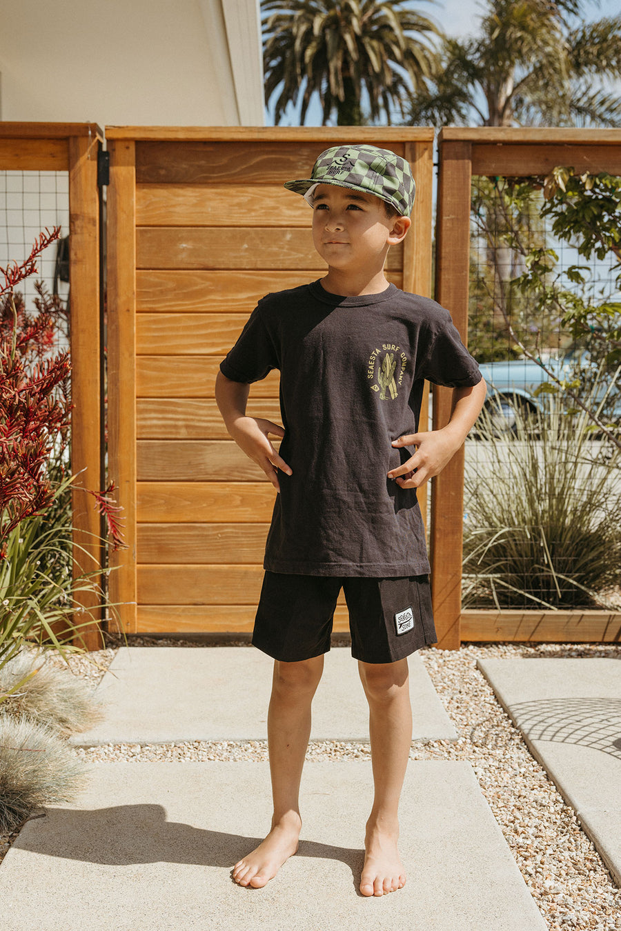 Wavy Checks Five Panel Hat / Pine