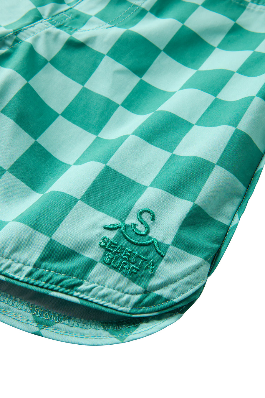 Seaesta Surf x Heather Taylor Home / Candy Check Boardshorts / Emerald