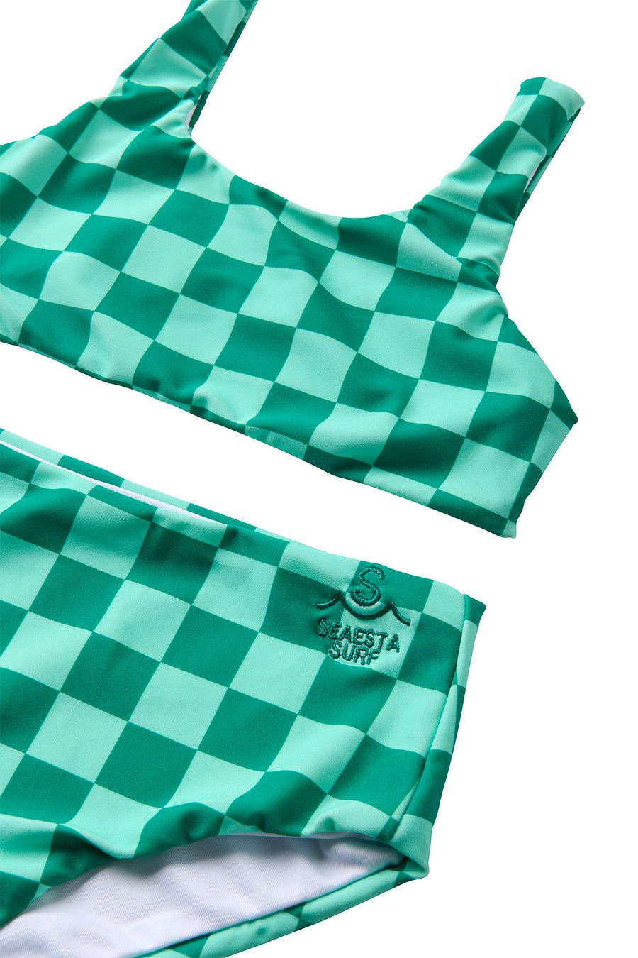 Seaesta Surf x Heather Taylor Home / Candy Check Two Piece Swimsuit / Emerald