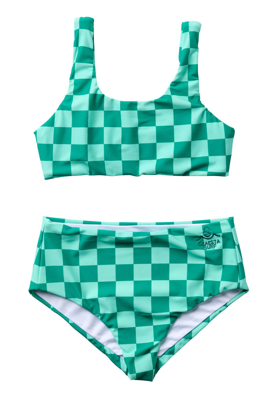 Seaesta Surf x Heather Taylor Home / Candy Check Two Piece Swimsuit / Emerald