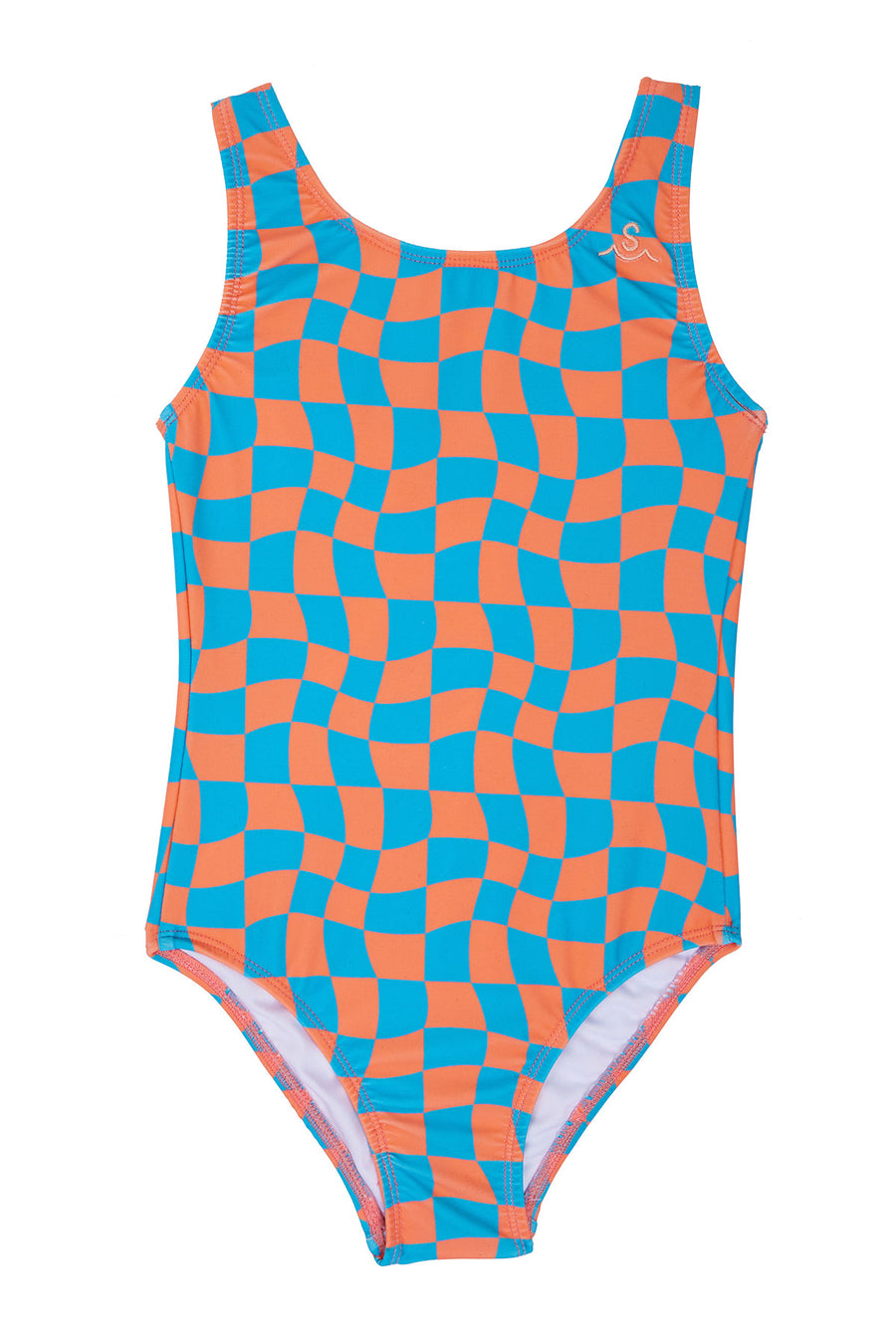 Wavy Checks Swimsuit / Coral