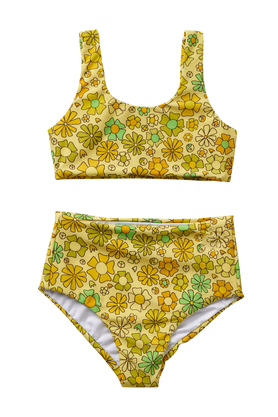 Surfy Birdy x Seaesta Surf / Surfy 60s / Chartreuse Two Piece Swimsuit