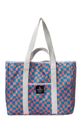 Wavy Checks Recycled Tote Bag / Coral