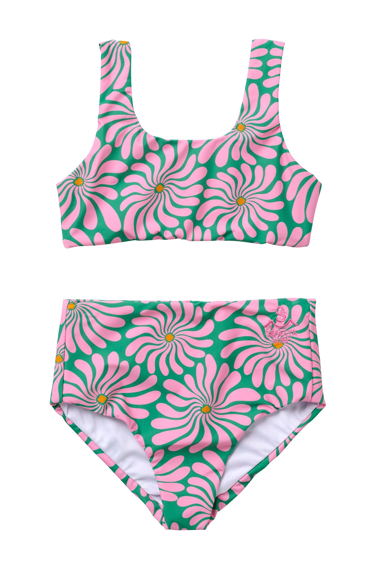 BLUE, GREEN AND PINK TWO PIECES SWIMSUIT WITH FLOWERY PRINT, CHILD BLUE, GREEN AND PINK TWO PIECES SWIMSUIT WITH FLOWERY PRINT, CHILD
