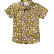 Seaesta Surf x Peanuts® Joe Cool Button Up Shirt / KIDS / Olive