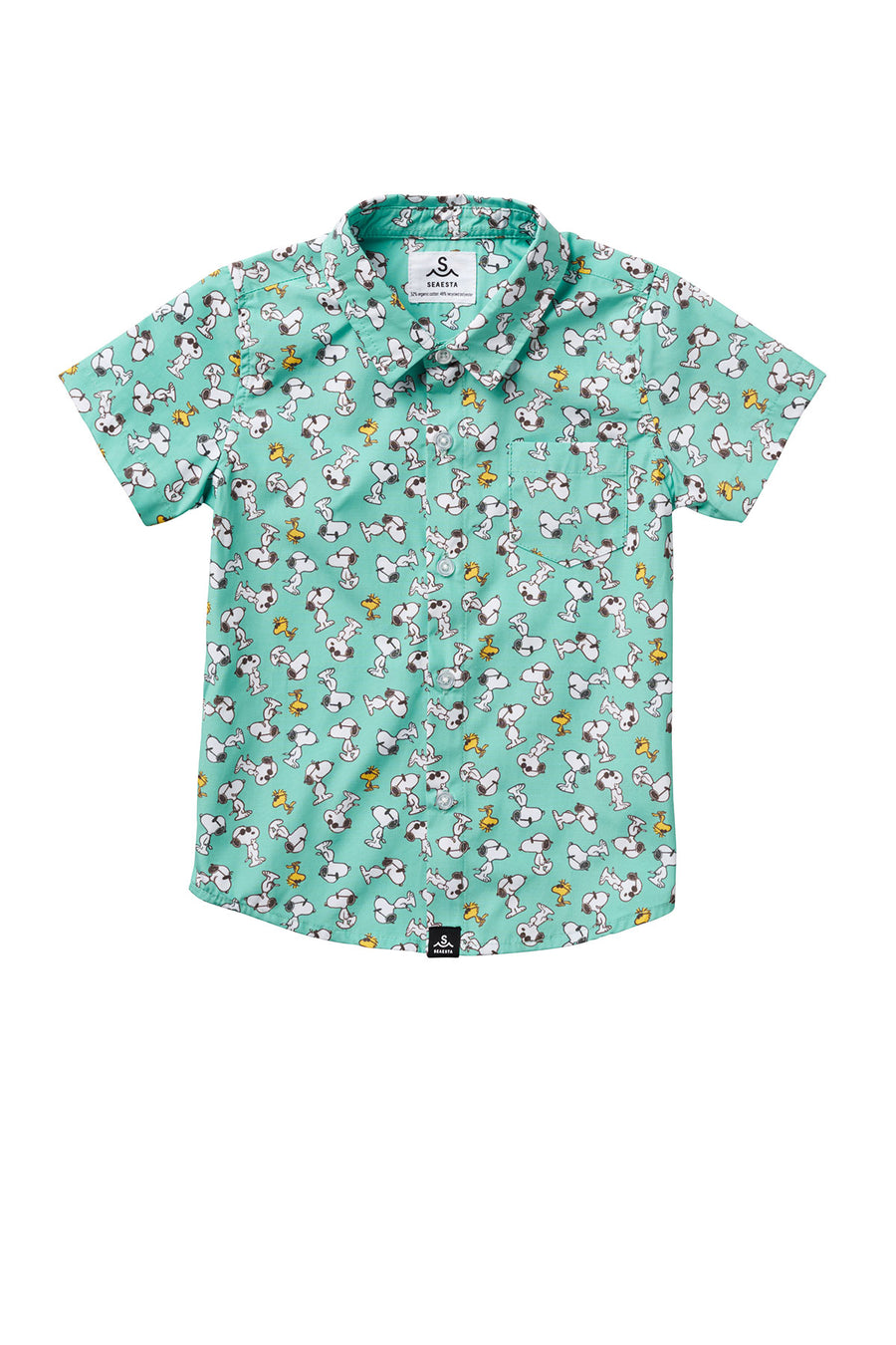 Seaesta Surf x Peanuts® Joe Cool Button Up Shirt / KIDS / Sea Glass