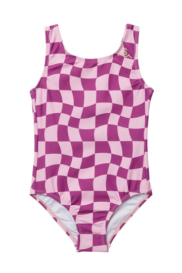 Wavy Checks Swimsuit / Lilac