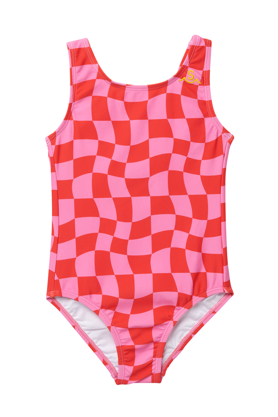 Wavy Checks Swimsuit / Fuchsia