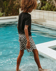 Seaesta Surf x Peanuts® Black & White Checkerboard Boardshorts / Strand