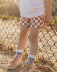 Seaesta Surf x Peanuts® Checkerboard Boardshorts / Burnside Terracotta