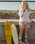 Seaesta Surf x Peanuts® Checkerboard Boardshorts / Burnside Terracotta
