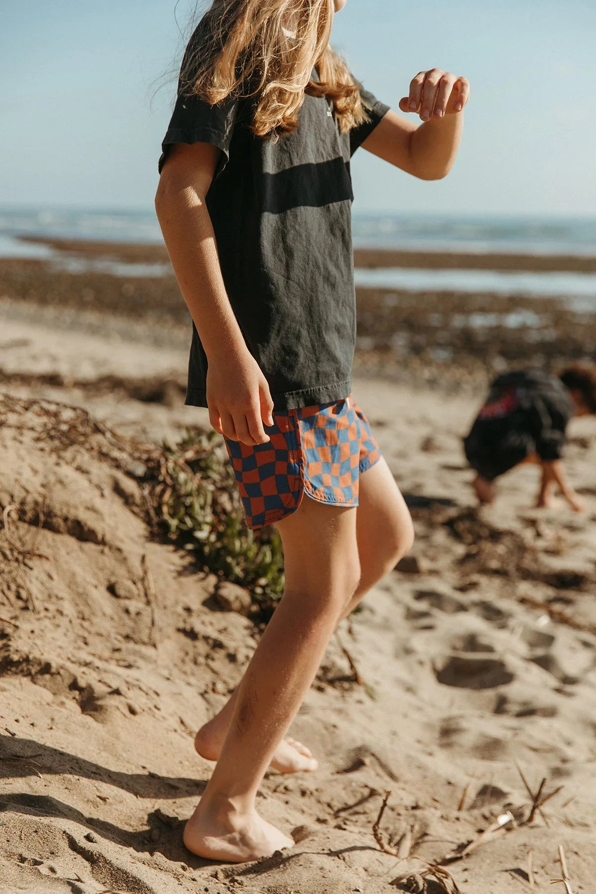 Seaesta Surf Boys Boardshorts – Scallop Retro Flare in Wavy Checks