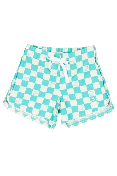 ★SURFEA★ CHARLIE BOTTOMBLUE Seaesta Surf x Peanuts® Boys Boardshorts – Scallop Retro
